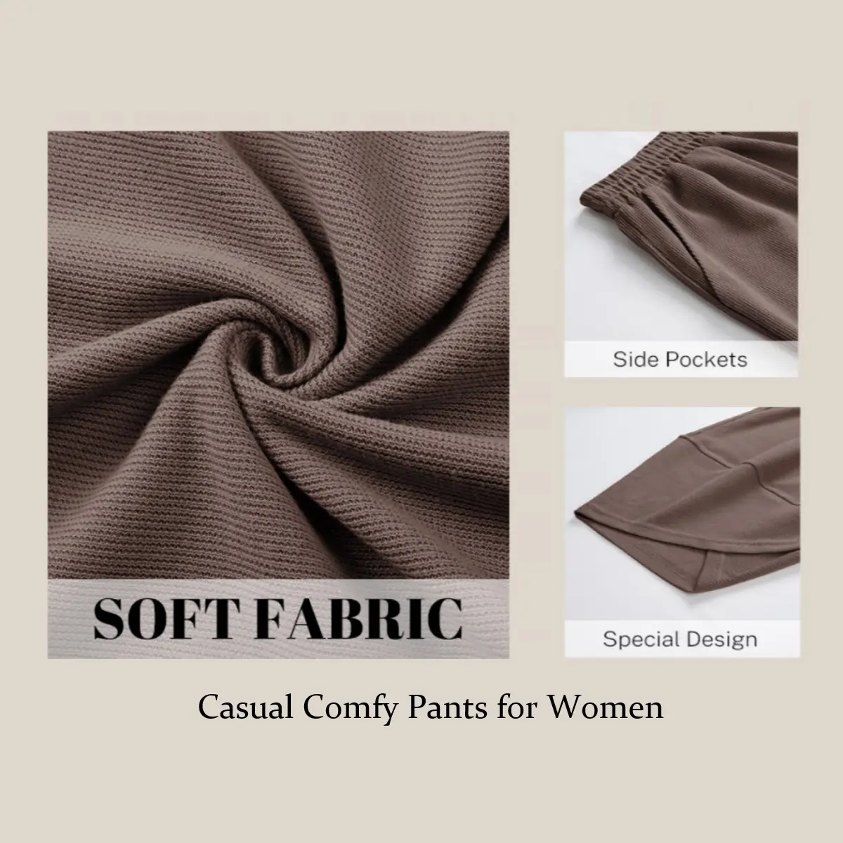 Women's Baggy Wideleg Pants Casual Elastic Waisted Palazzo Harem Pants with Pockets