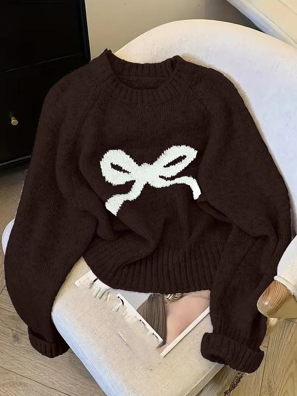 Elegant Bow Knit Sweater for Women