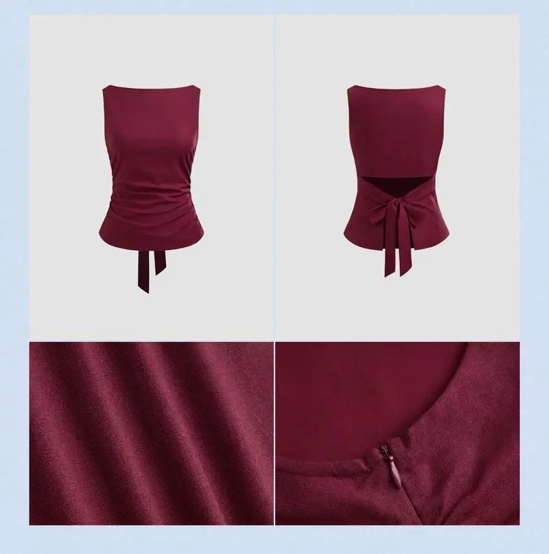 Ladies Lightweight Bow Detail Tops