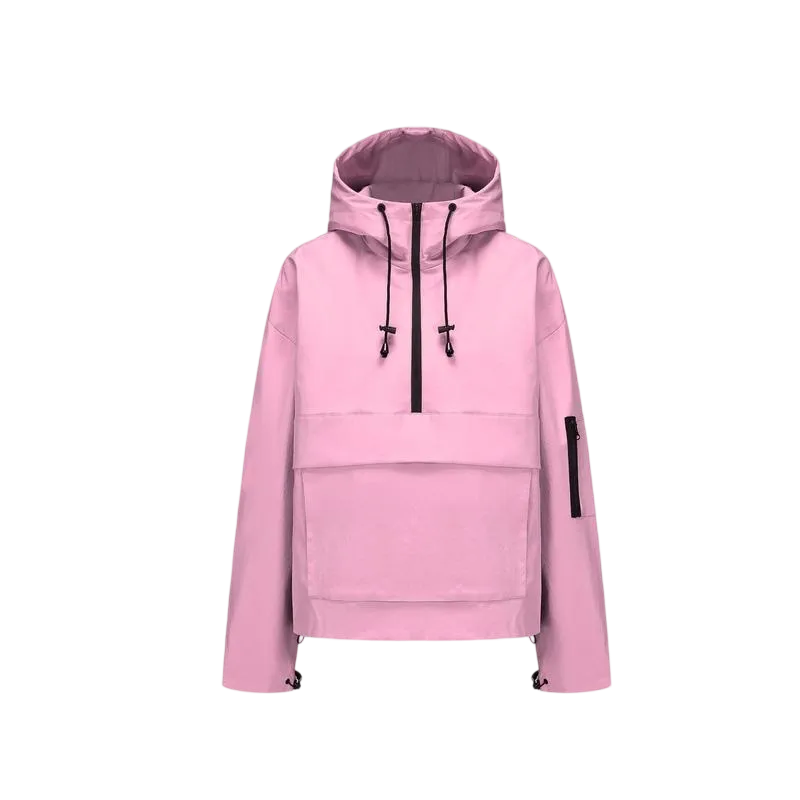 Woman Waterproof Oversized Fall Hoodie Coat Warm Half Zip Rain Jacket
