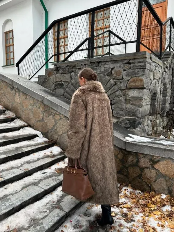 Women'S Solid Color Open Front Faux Fur Coat