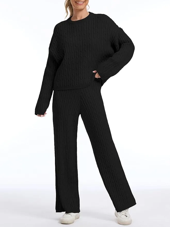 Women's Cable Knit Sweater Lounge Set