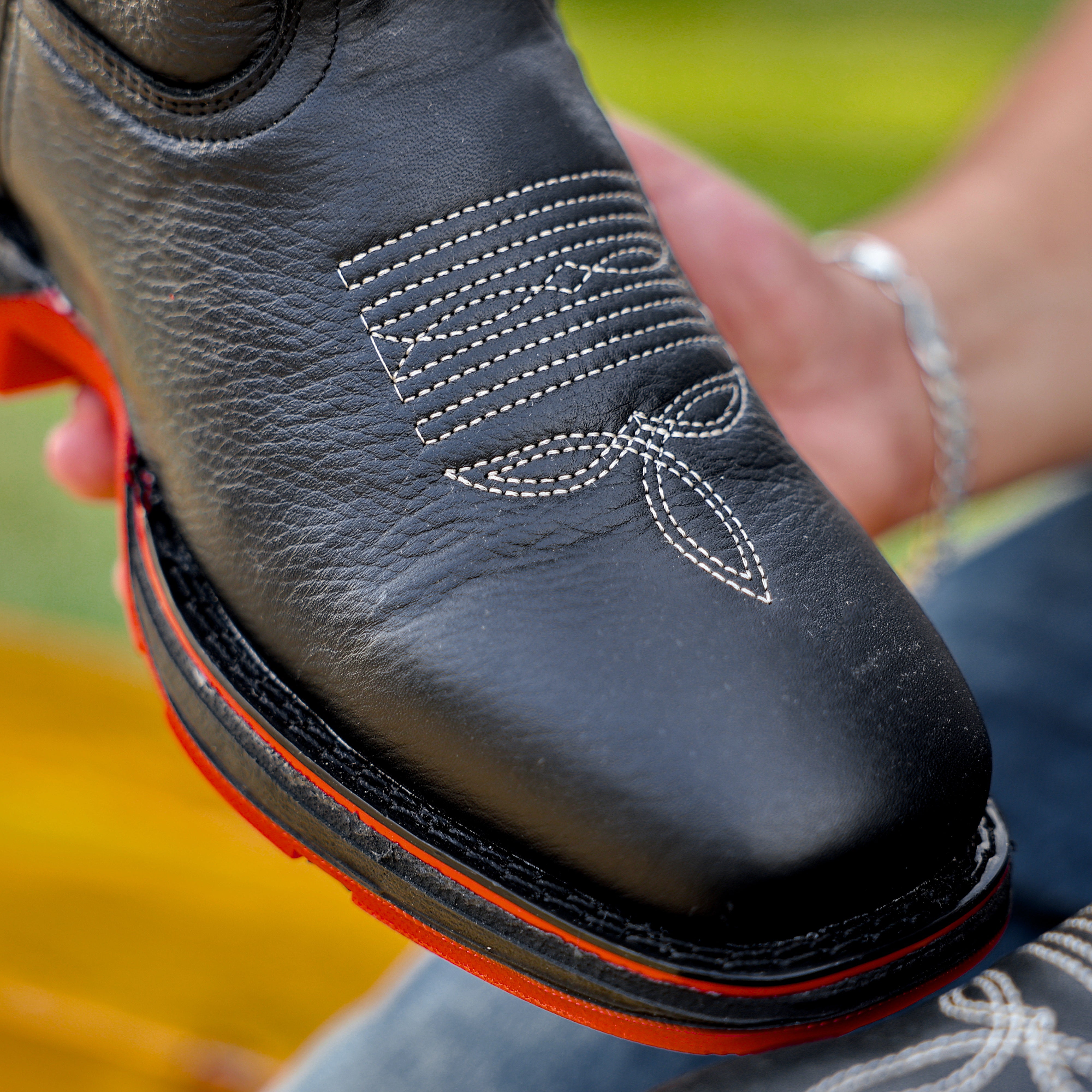 Black Leather Boots With 3D Lightweight Sole - Square Toe