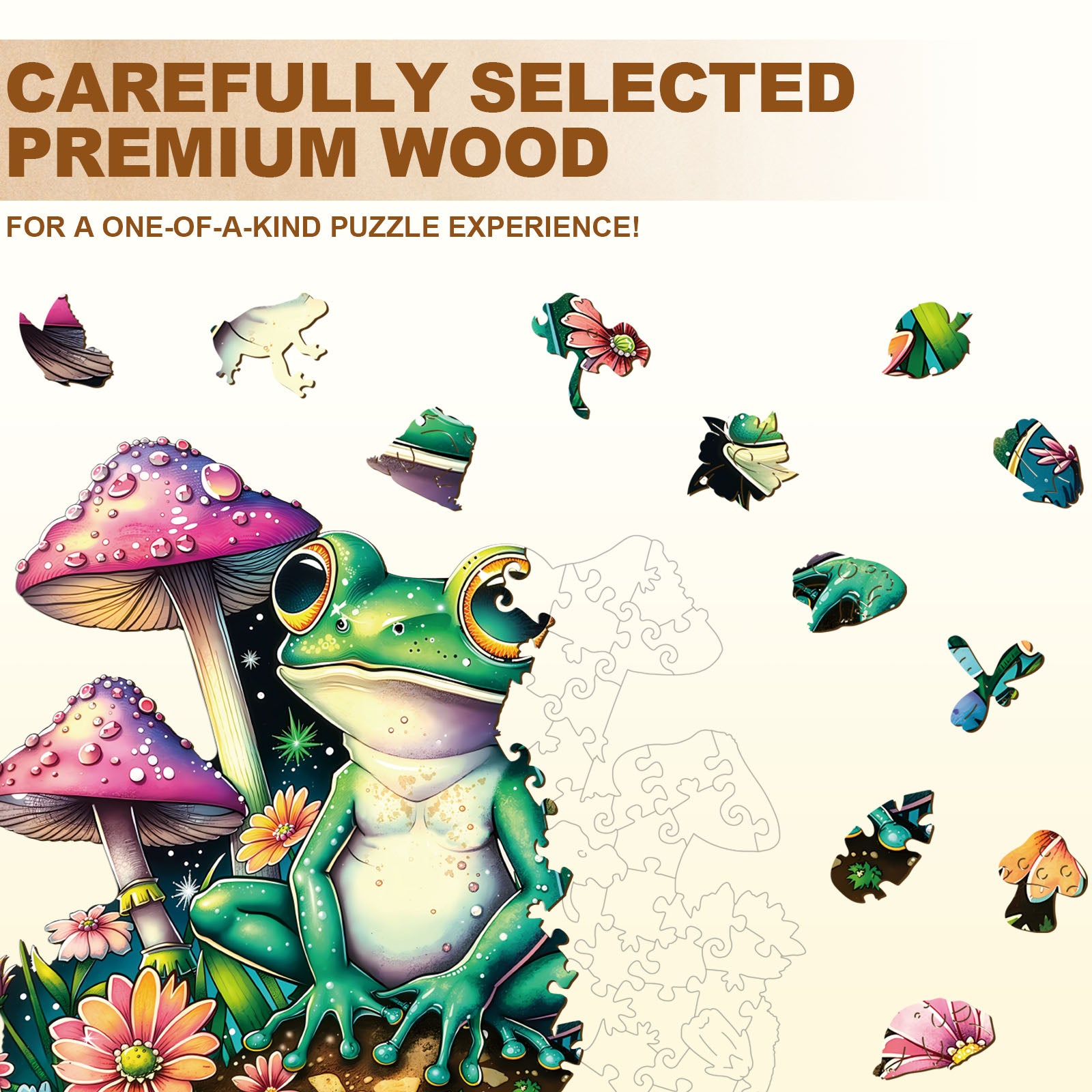 Stardew Garden Frog Wooden Jigsaw Puzzle