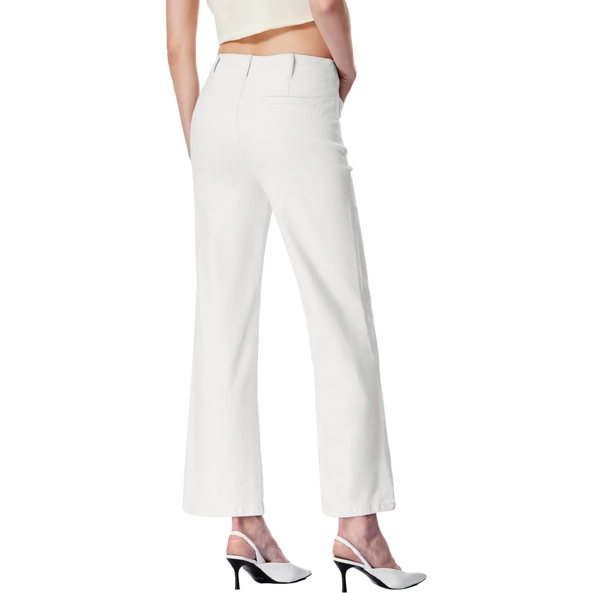 Women's Wide Leg Jeans High Waisted  Stretchy Straight Leg Jeans Buttoned Loose Denim Pants with Pocket