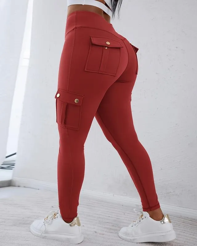 Womens Butt Lifting Leggings with Flap Pockets High