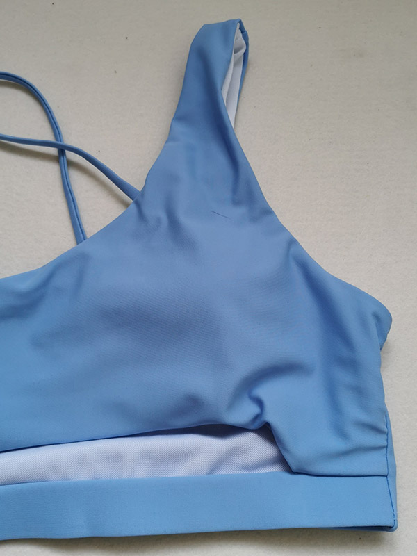 Fashion One-Sholuder Hollow Bralette High-Waisted Plain Bikini Swimwear