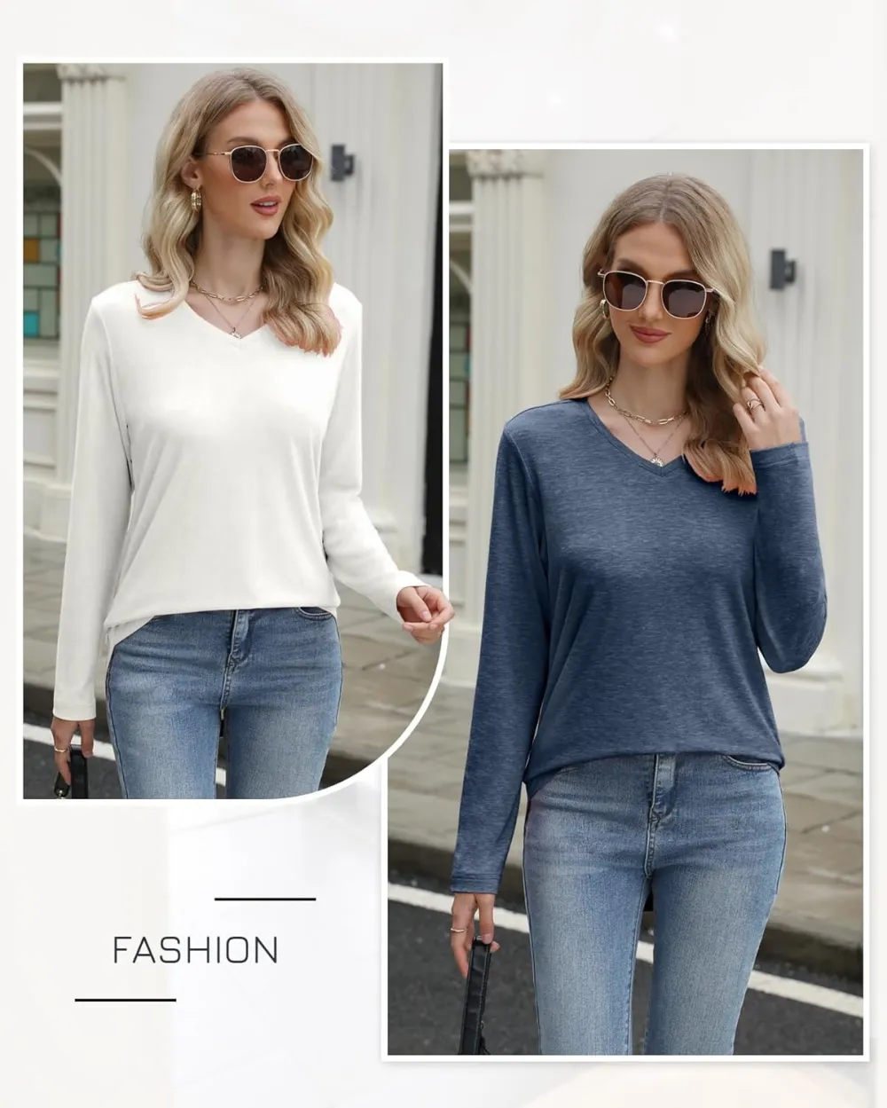 Women's V-Neck Long Sleeve Shirts – Soft