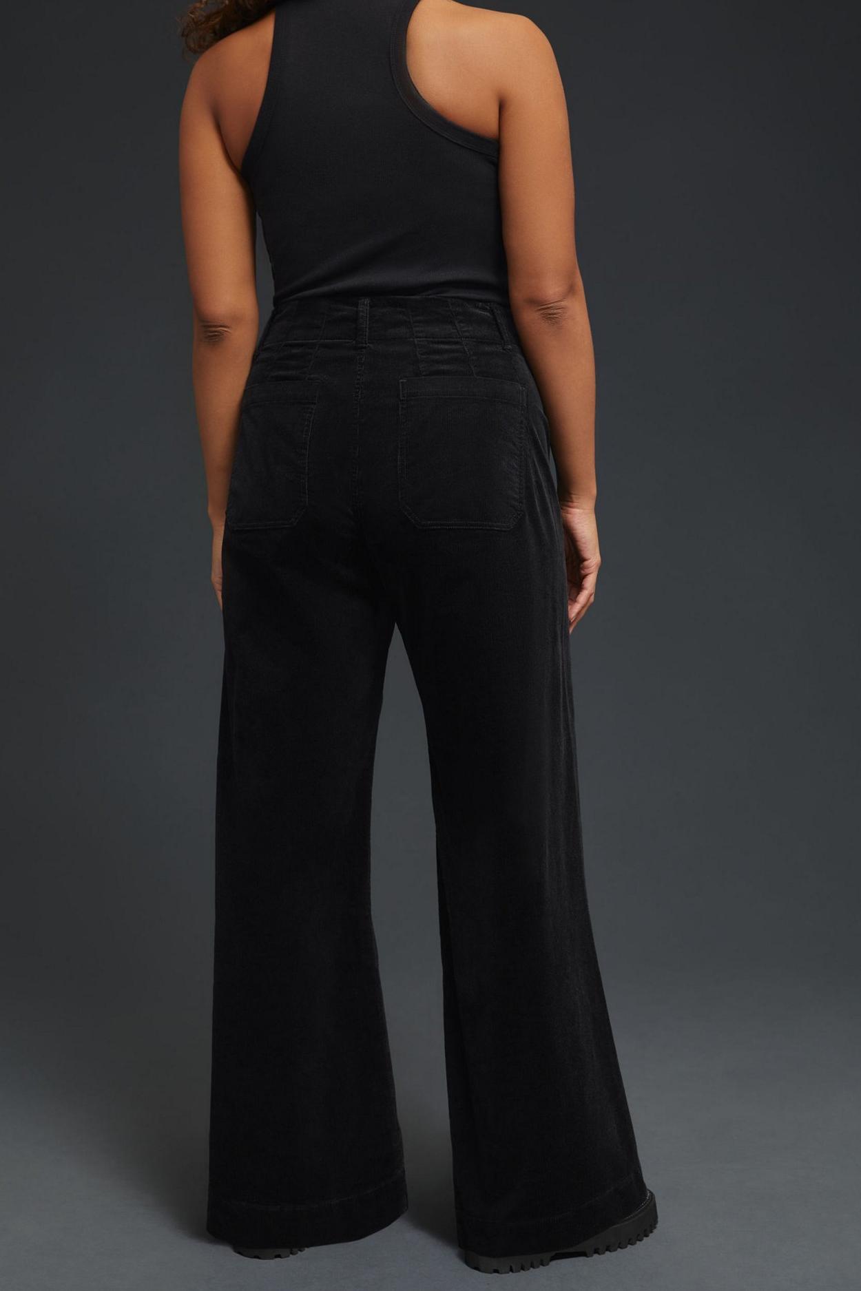 Black Stretch Wide-Leg Pants