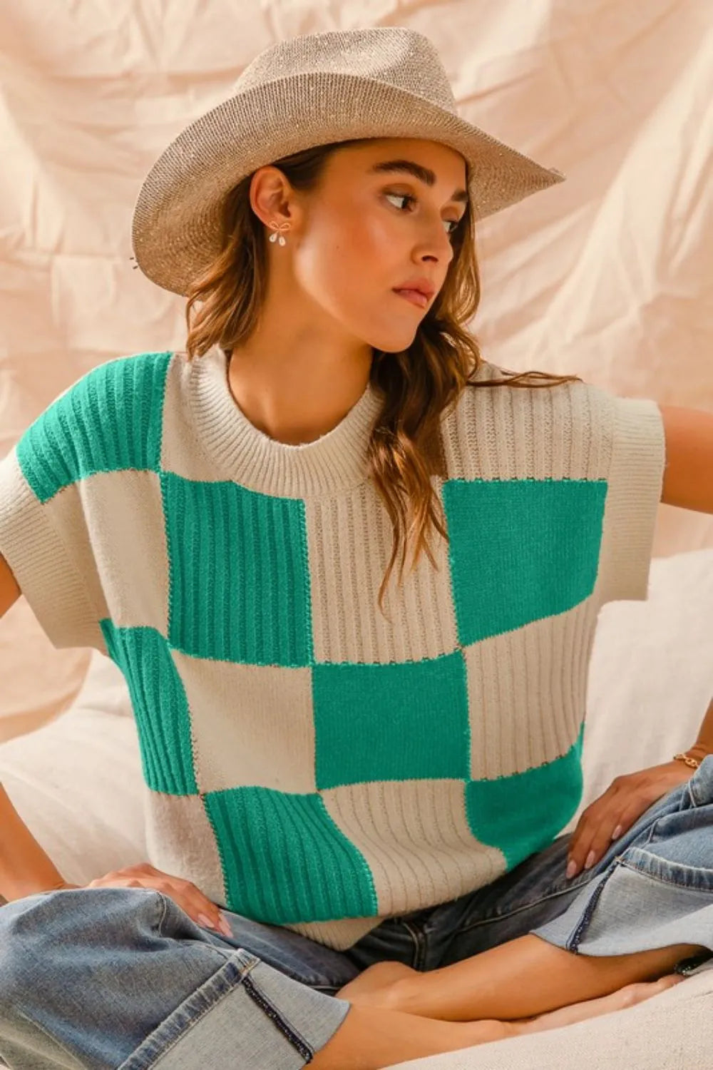 Check Plaid Casual Sweater Top