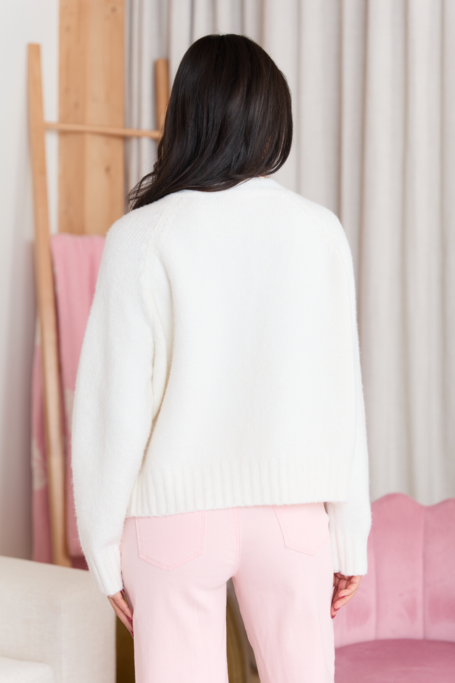 Fallon Ivory V-Neck Sweater