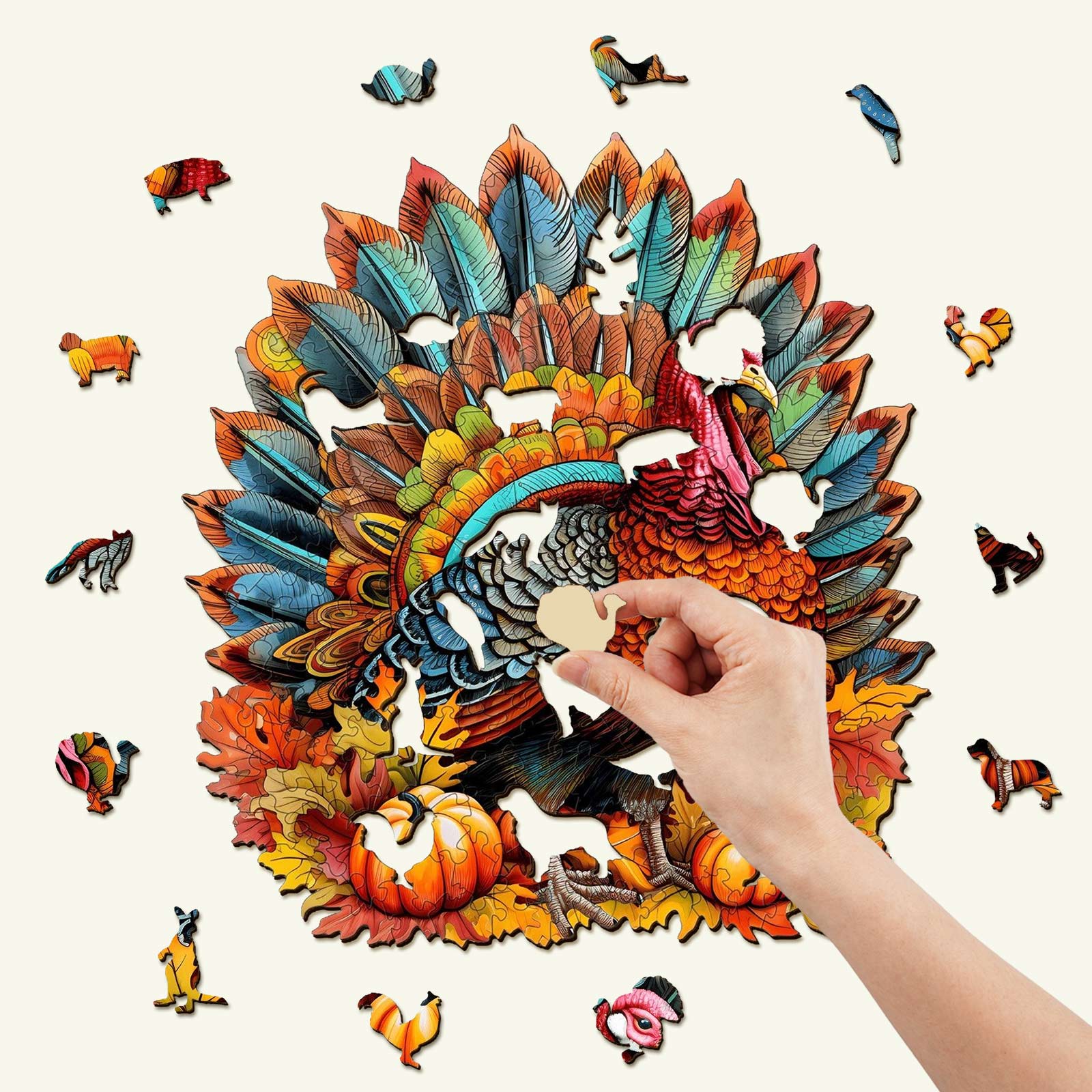 Colorful Turkey Wooden Jigsaw Puzzle