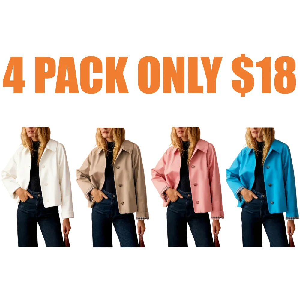 Women Casual Fall Jacket Lapel Neck Button-Down Long Sleeve Coat