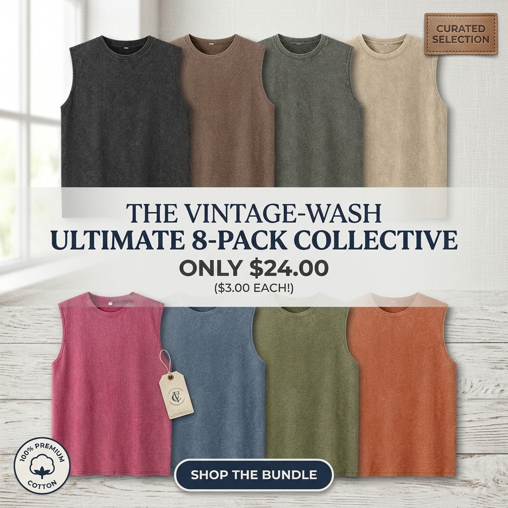 Men's Cotton Sleeveless Muscle Tank Tops Vintage Acid Wash Cutoff Loose Workout Tee Shirts