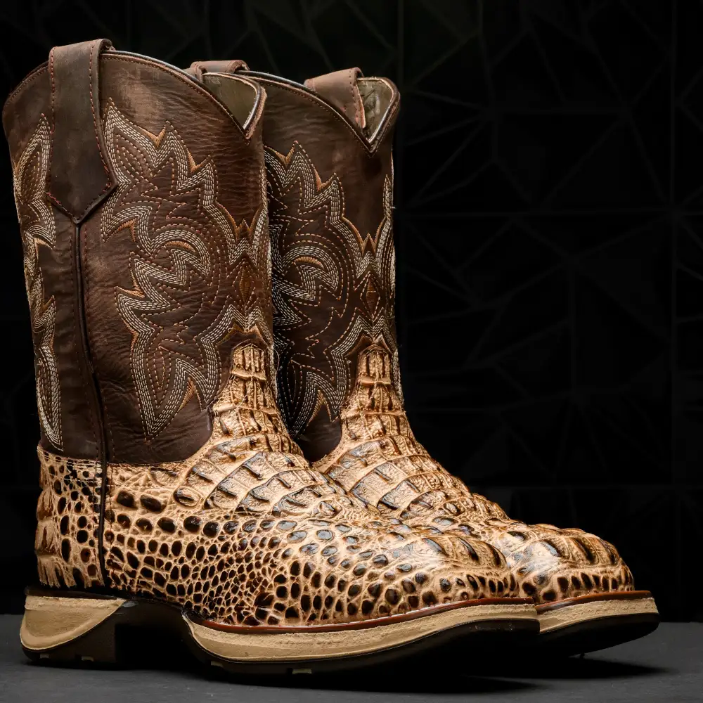 Bone Caiman Neck Leather Boots With 3D Lightweight Sole - Composite Toe