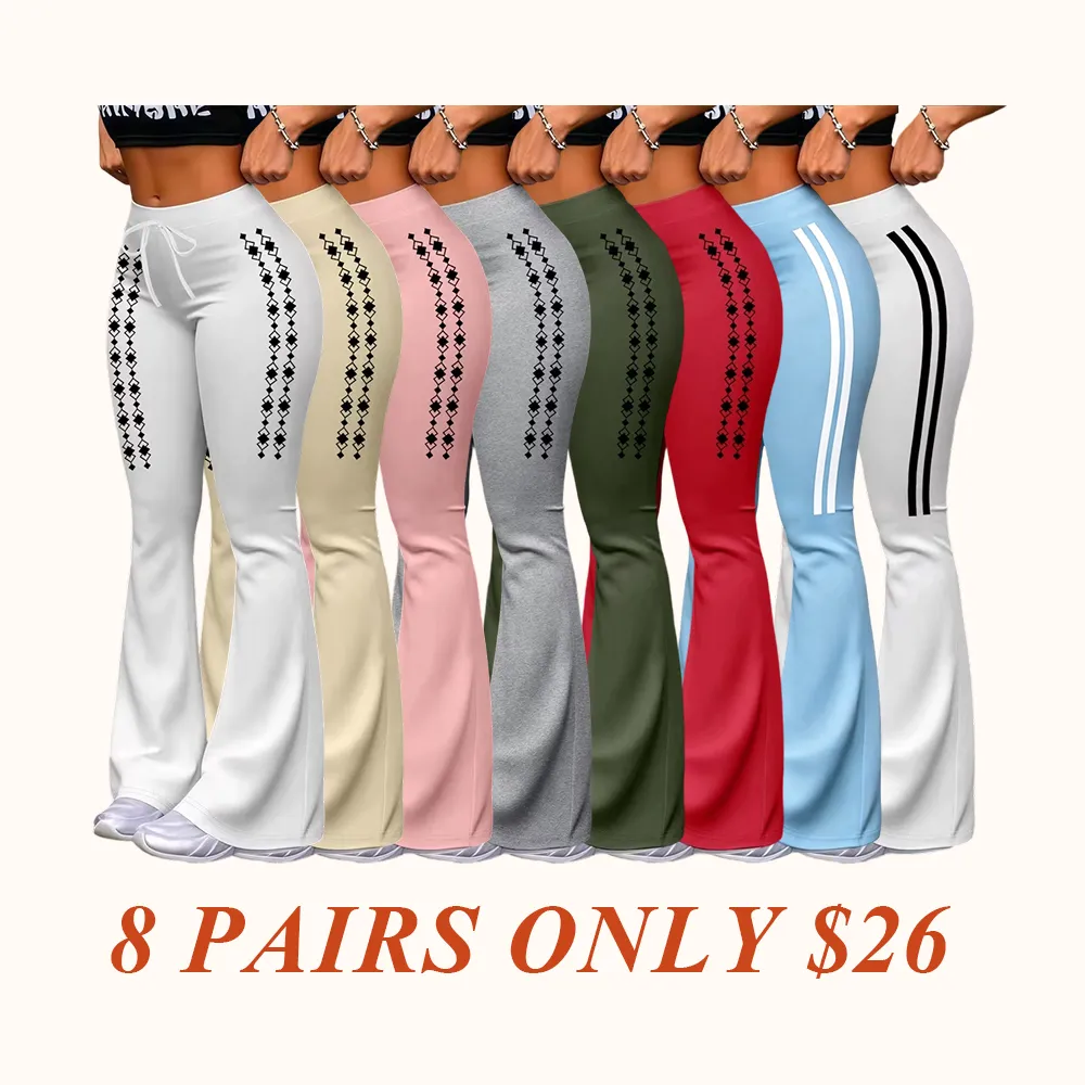 Women's Casual Fashion Long Pants, Unique Print, Drawstring Waist, Milk Silk Yoga Pants