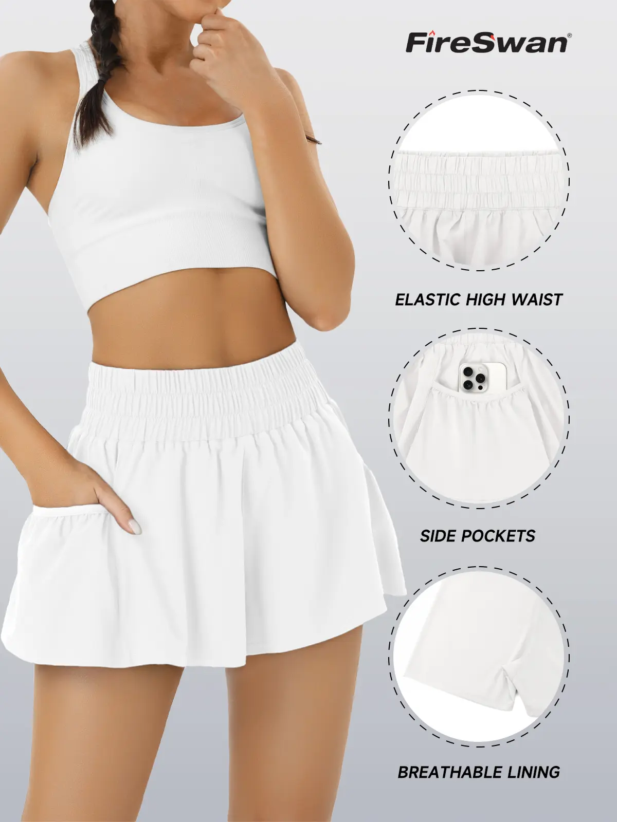 Women’s High-Waisted Athletic Shorts with Pockets (Stretchy & Breathable Active Fit)