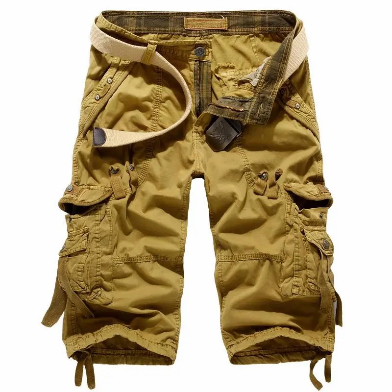 Men's Korean Style Multi-Pocket Cargo Shorts Fashion Trend Multi-Pocket Mid-Length Shorts