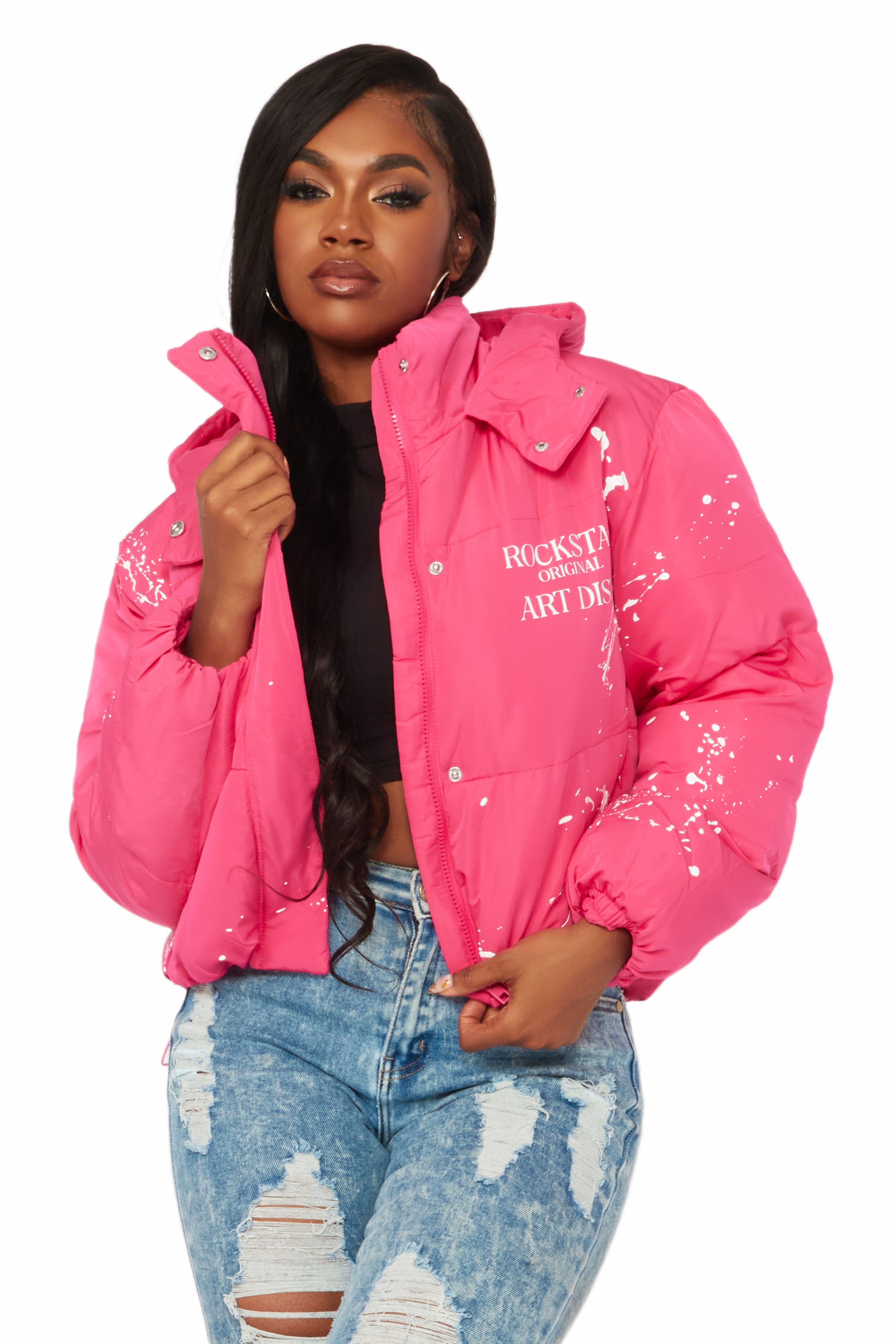 Keira Fuchsia Drippy Puffer Jacket
