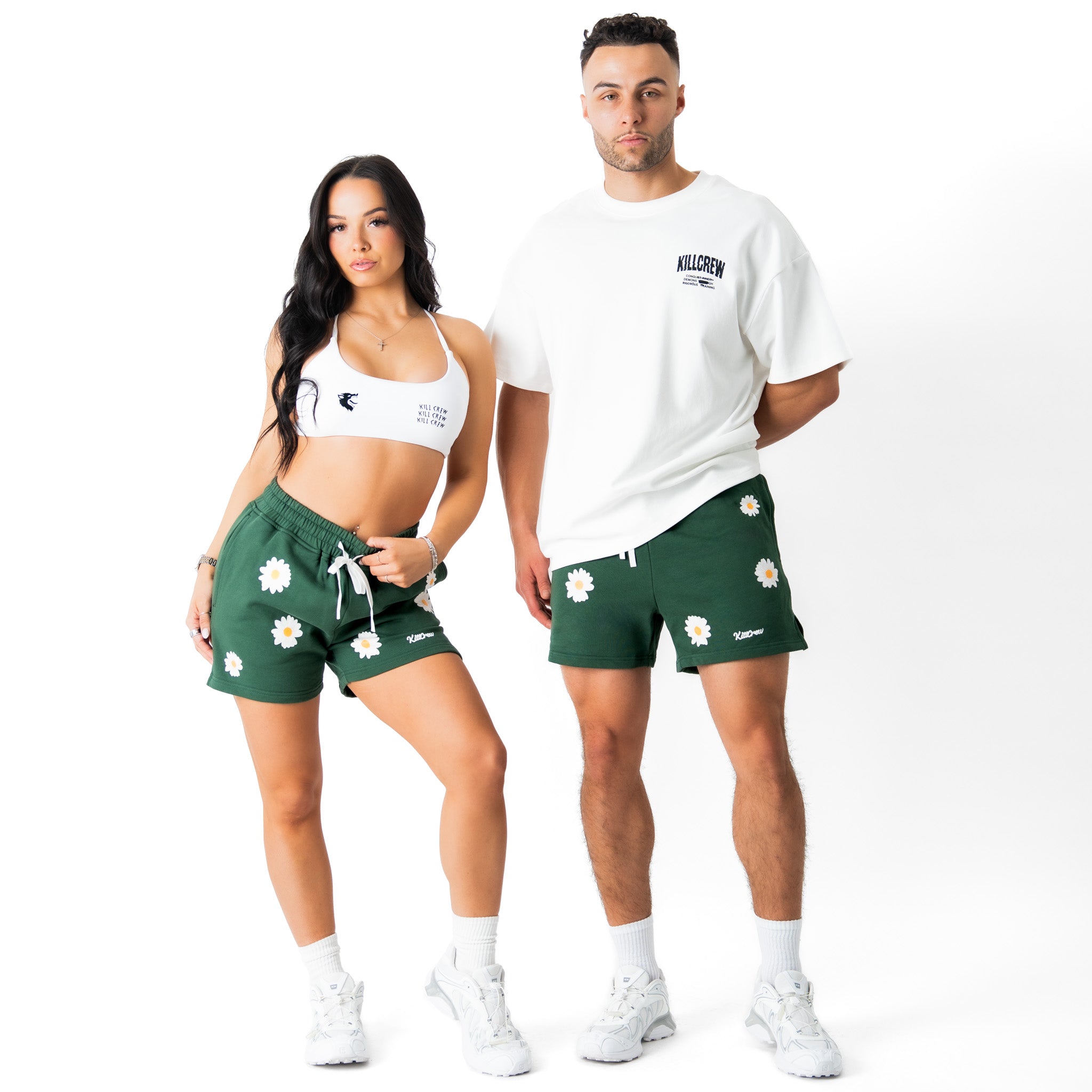 COTTON SHORTS (MID THIGH CUT) DAISY - GREEN