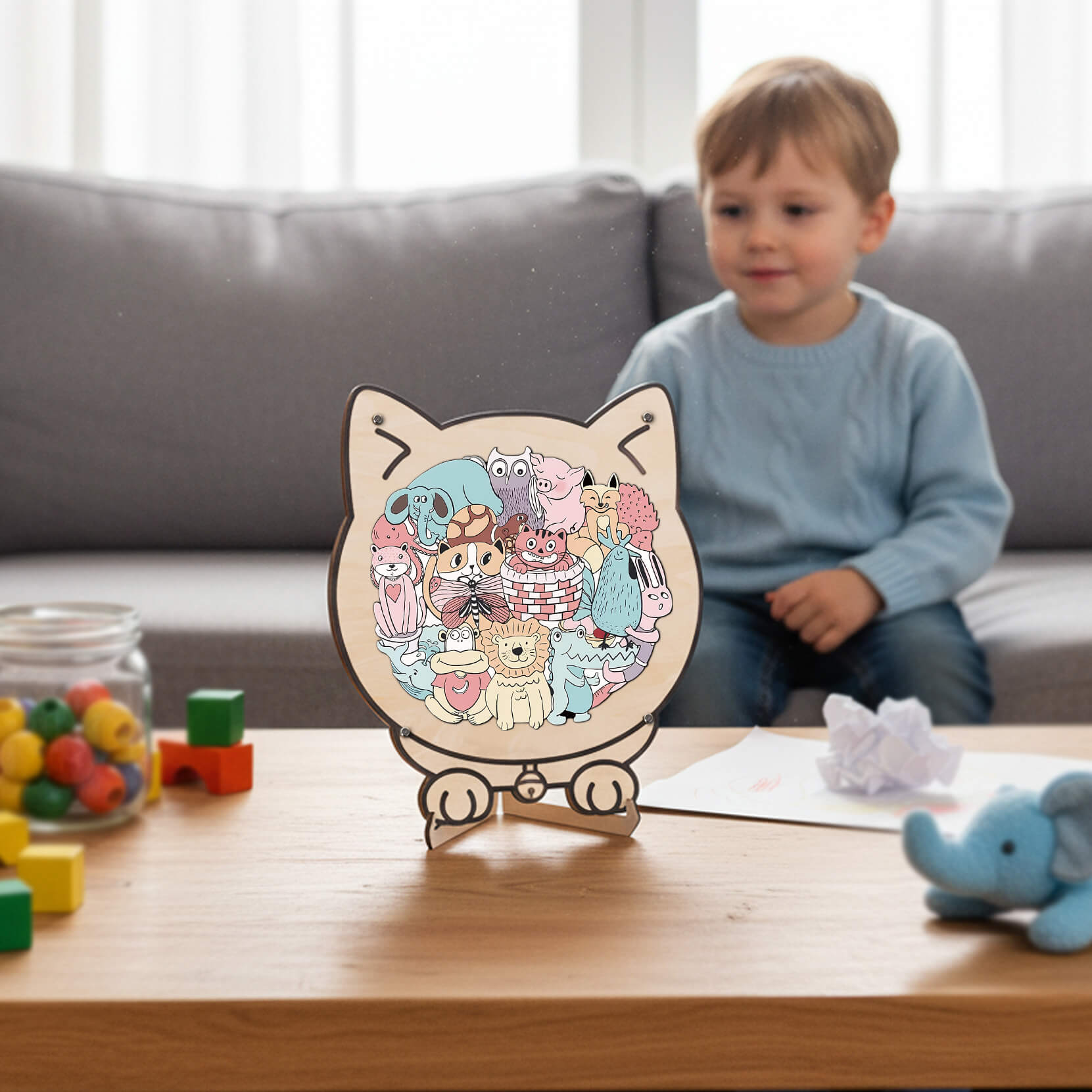 Cute Animal Shaped Wooden Puzzle for Baby
