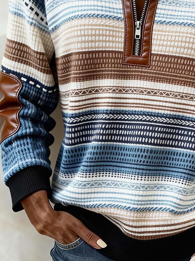 Women'S Casual Color Block Printed Pullover Sweatshirt
