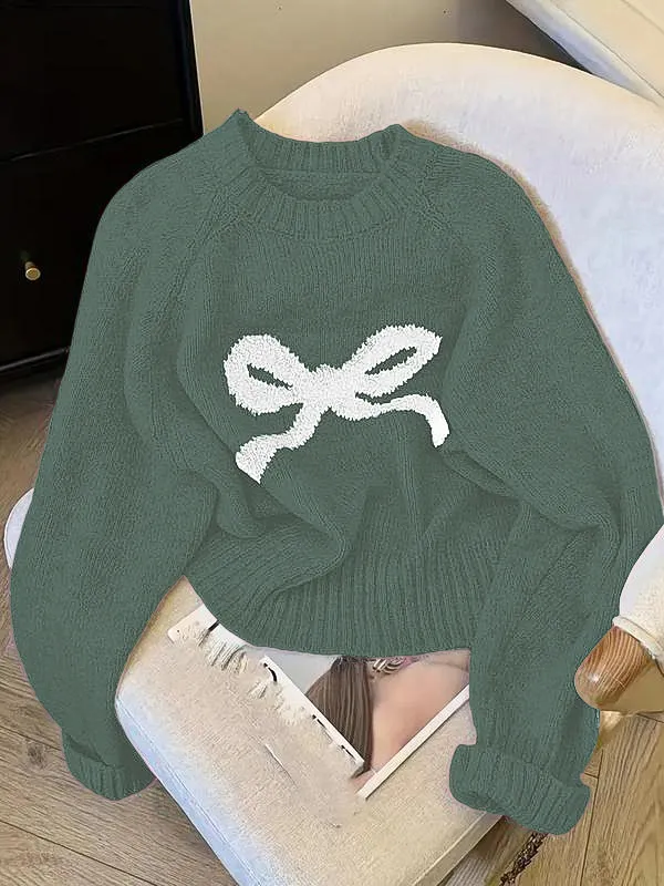 Elegant Bow Knit Sweater for Women