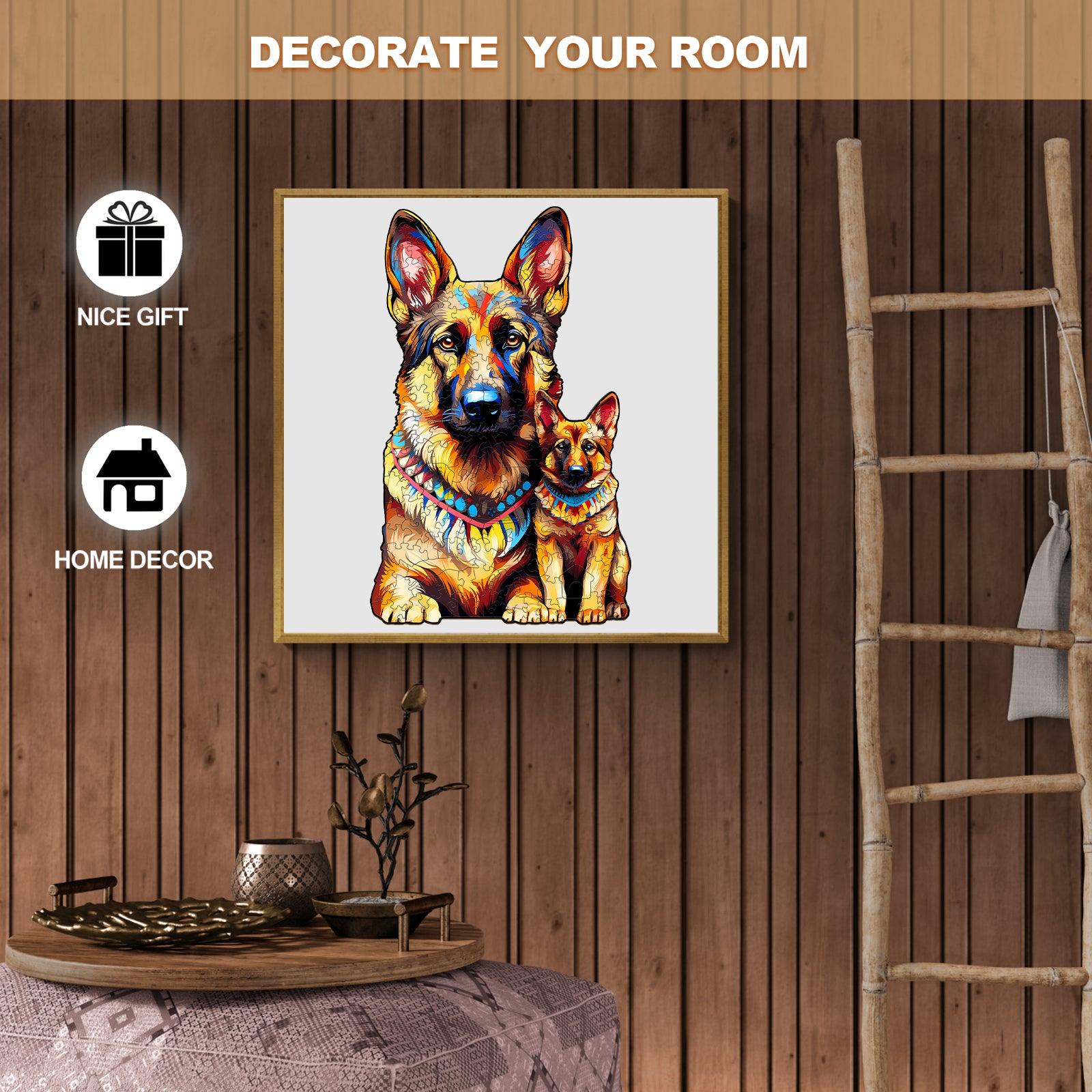 German Shepherd Family Wooden Jigsaw Puzzle