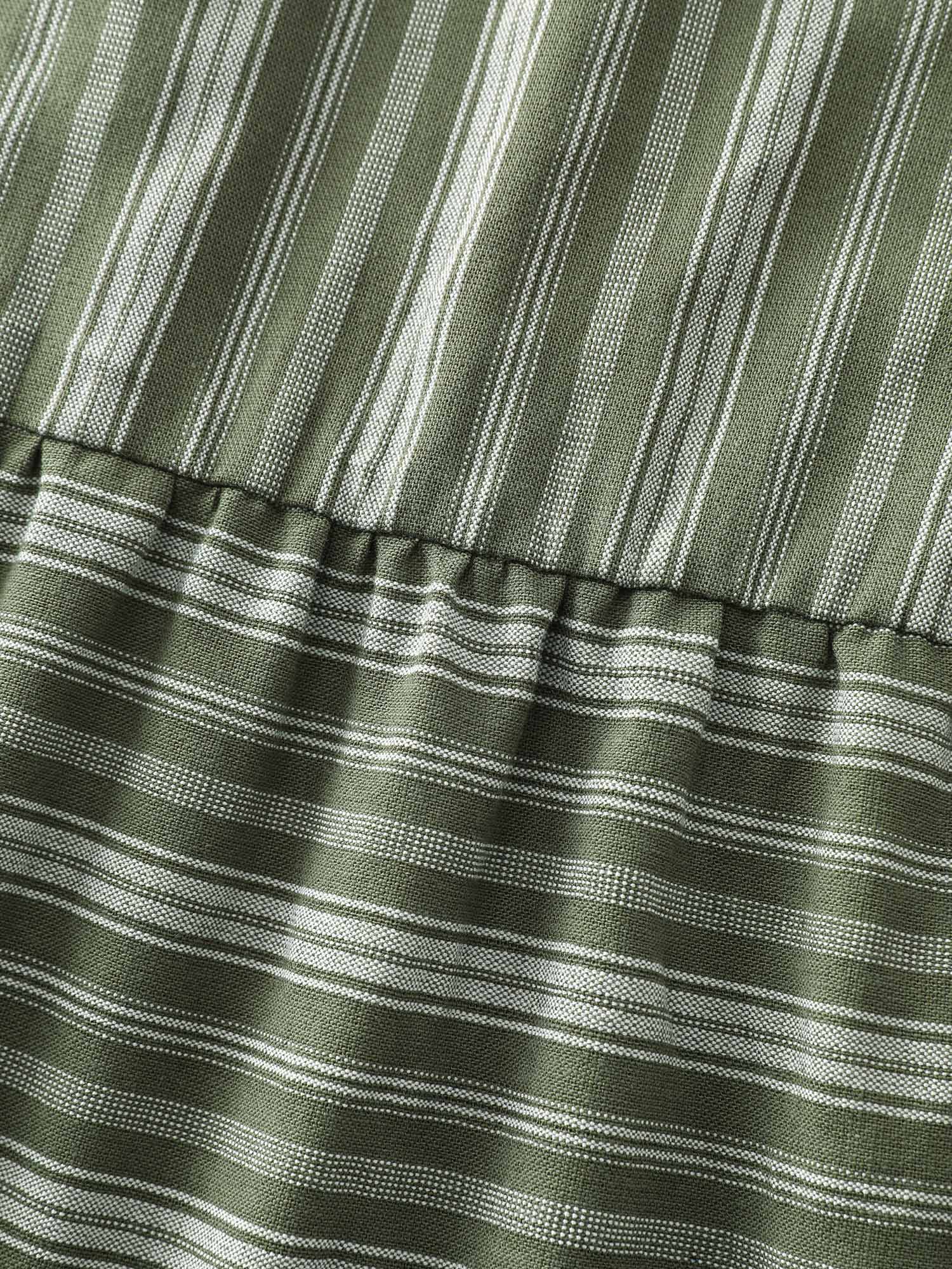 Striped Print V-Neck Midi Dress