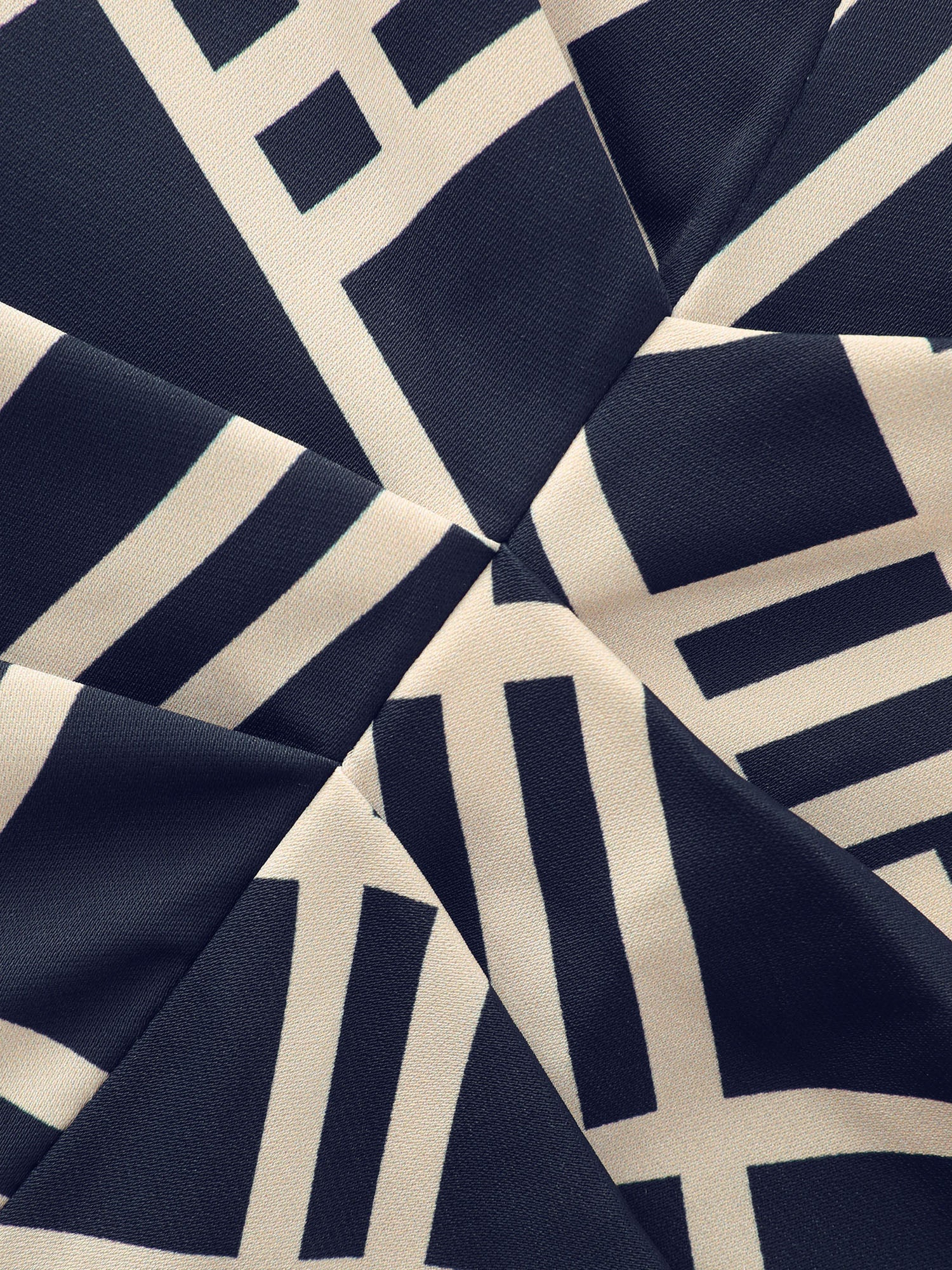 Geometric Print Collar Pleated Midi Dress