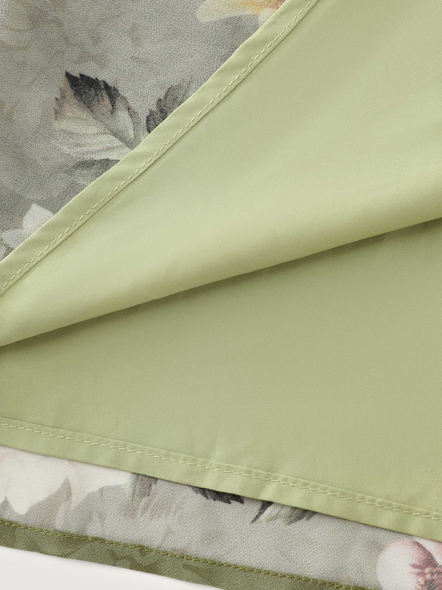 Large Floral Print Waist-Tie Tiered Maxi Dress