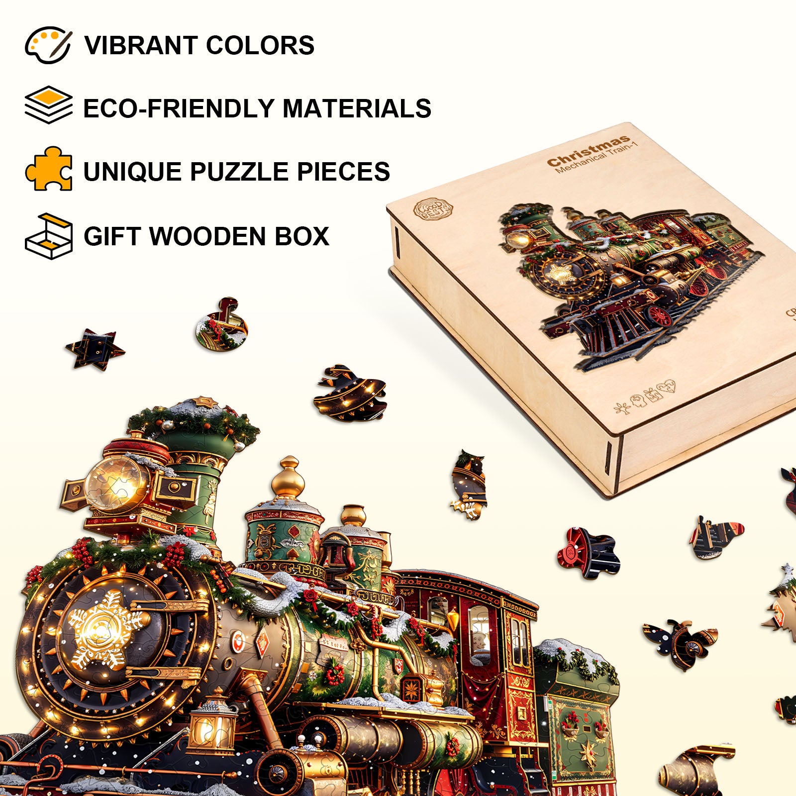 Christmas Mechanical Train-1 Wooden Jigsaw Puzzle