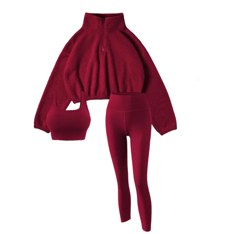 Women's Solid Thermal Lined Tracksuit Set