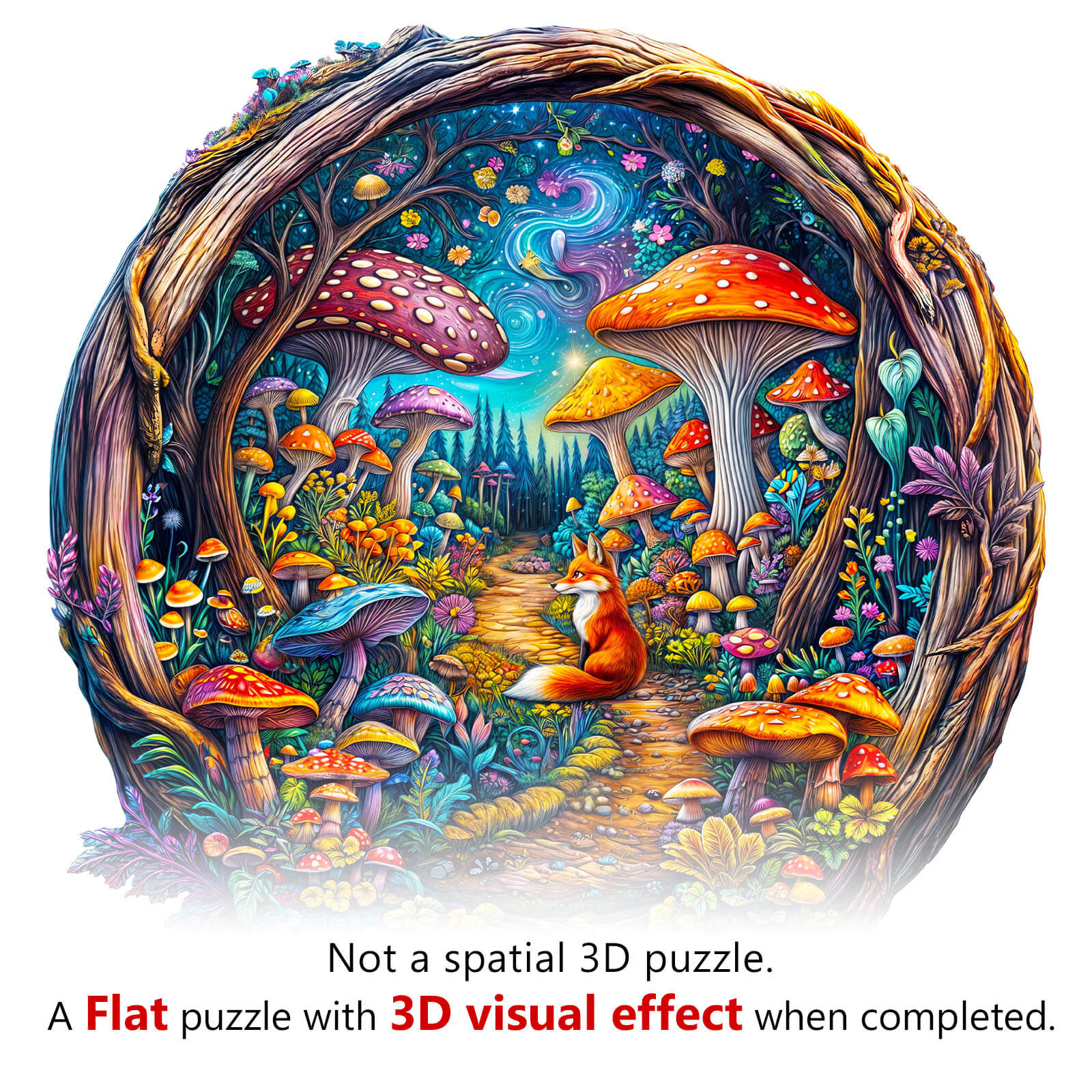 3D Mushroom Forest Wooden Jigsaw Puzzle