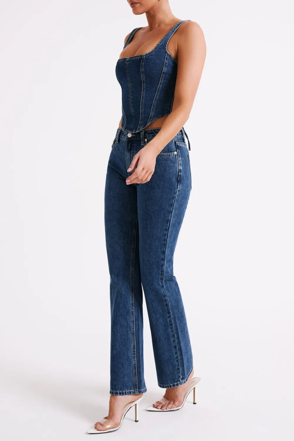 Denim Lace Up Corset