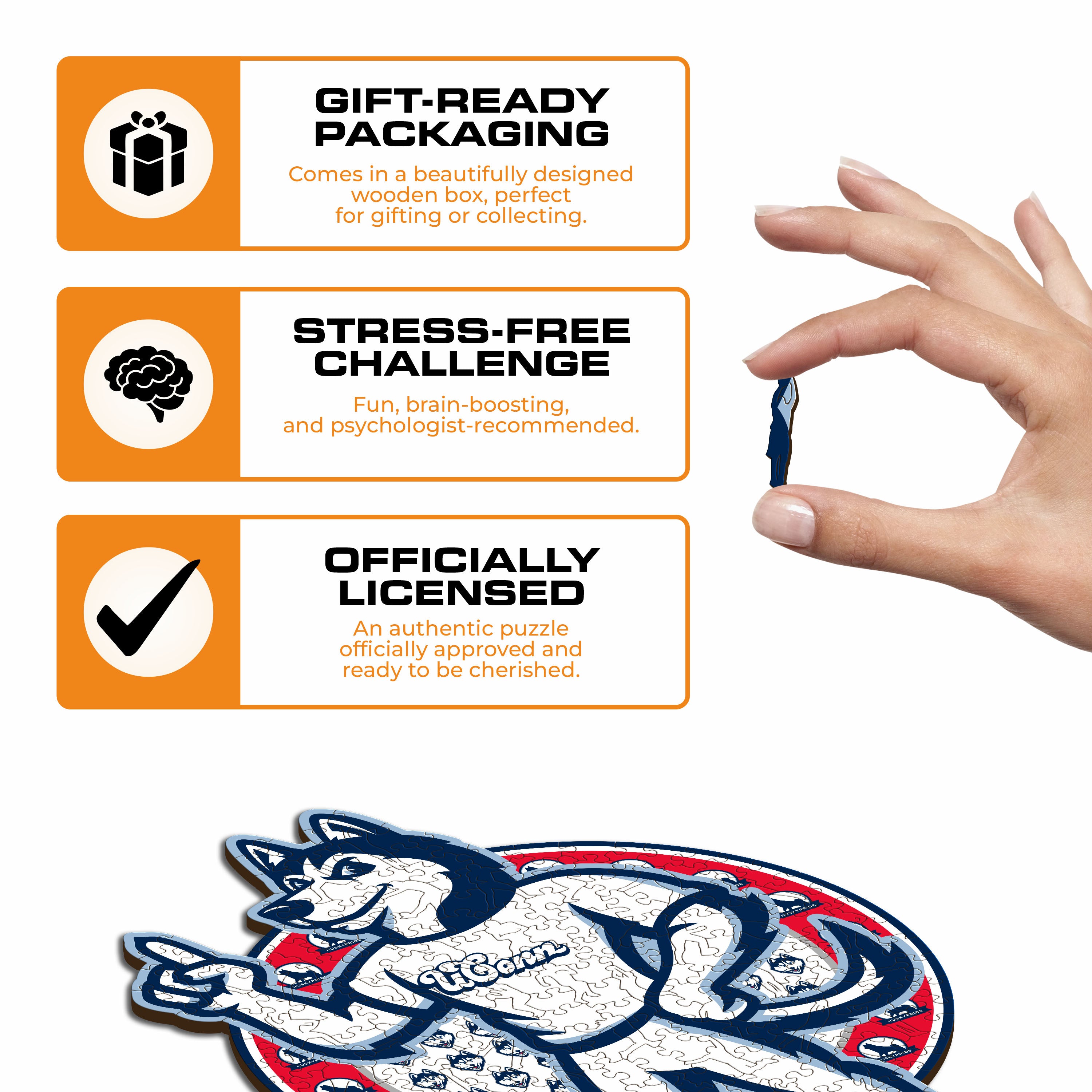 University of Connecticut Mascot - Wooden Puzzle