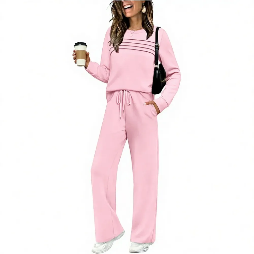 ✨Women's Long-Sleeve Pullover Tracksuit Set - Soft Drawstring 2-Piece Outfits