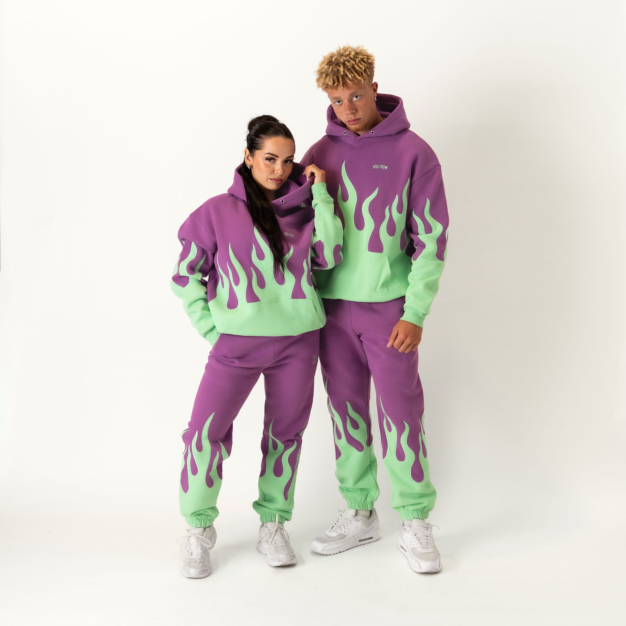 OVERSIZED PREMIUM HEATER HOODIE - PURPLE / GREEN