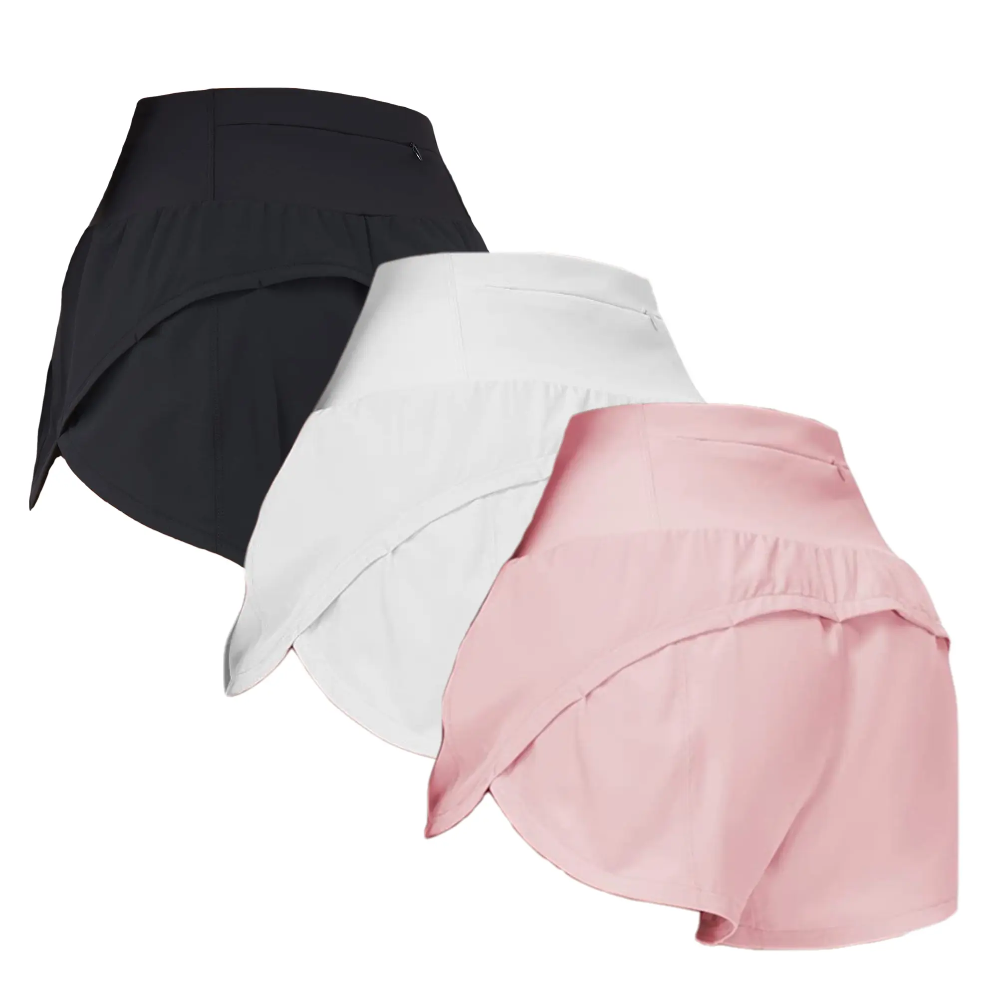 3pc Women's High-Waisted Athletic Shorts with Pockets