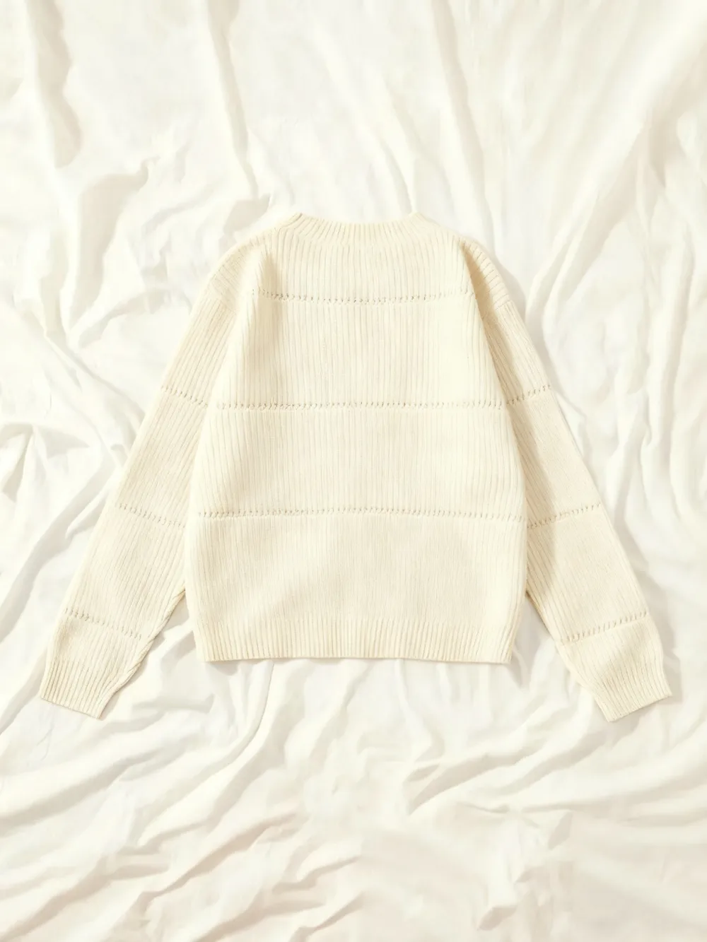 Women's Simple Minimalist Plain Textured Round Neck Sweater