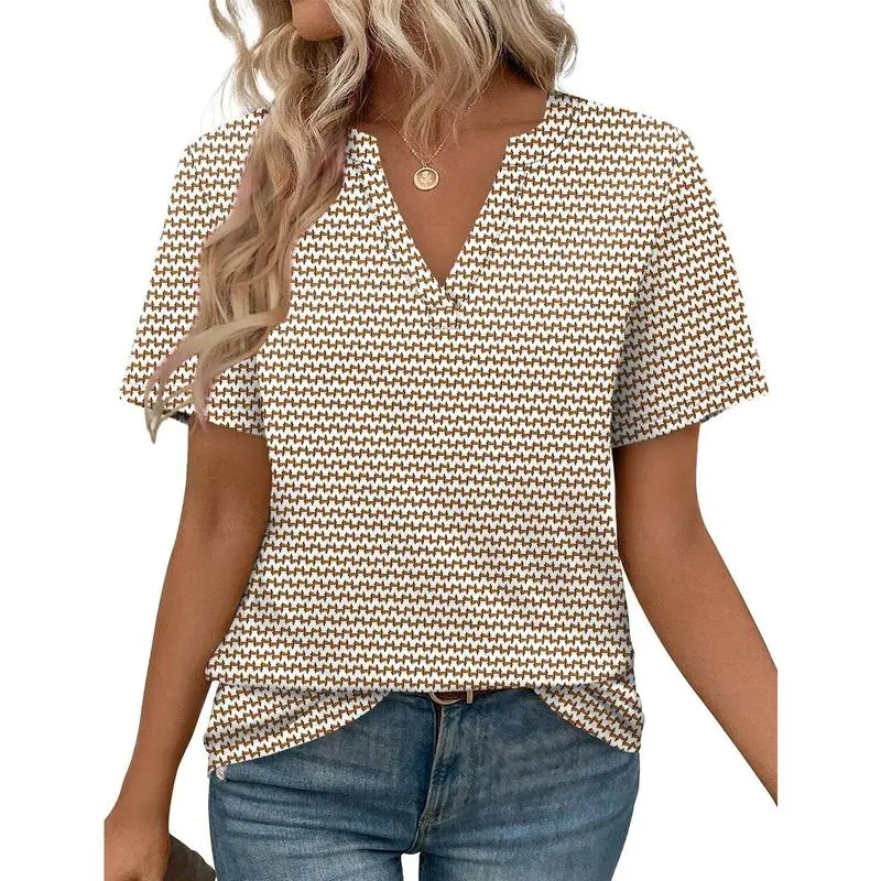 Womens Tops Summer Short Sleeve V Neck Blouses