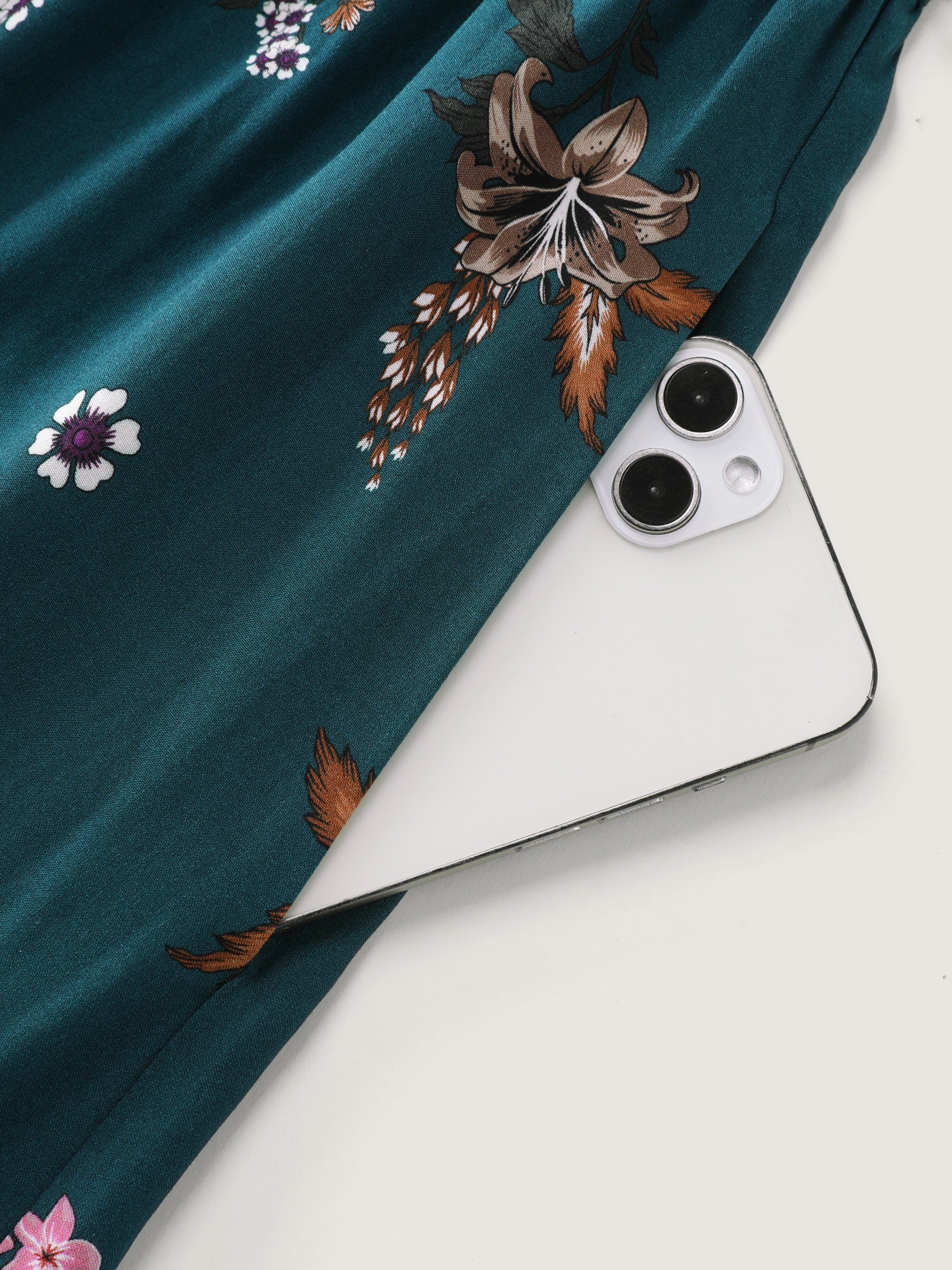 Floral Print Pockets Notched Collar Maxi Dress