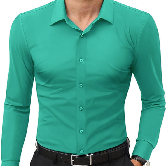 🔥Last Day Promotion!🔥Men’s Stretch Slim-Fit Long Sleeve Dress Shirt