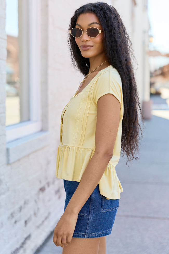 Ellison Yellow Buttoned Babydoll Top