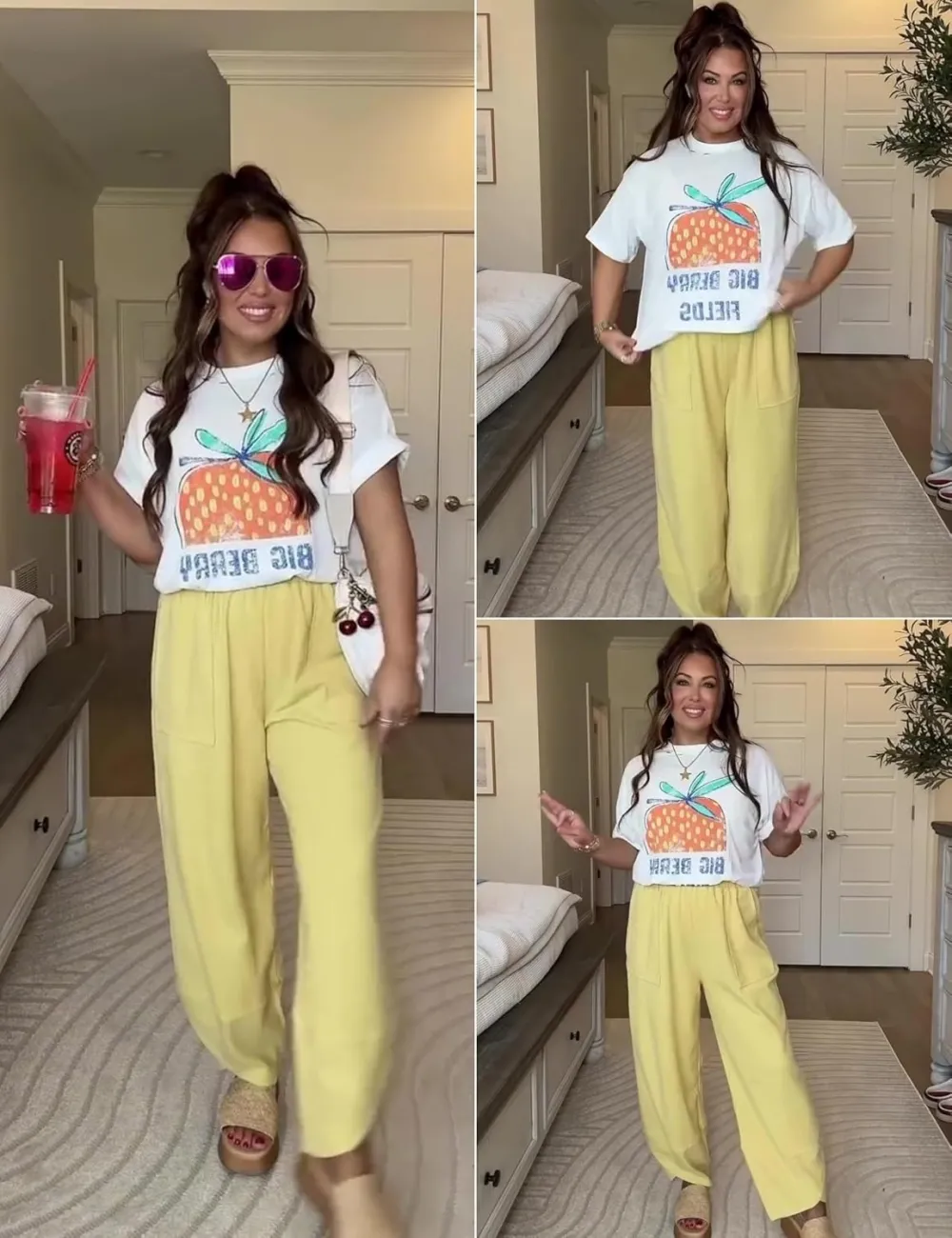 Women's Wide Leg Harem Pants Casual Palazzo Pants with Pockets High Waist Relaxed Fit