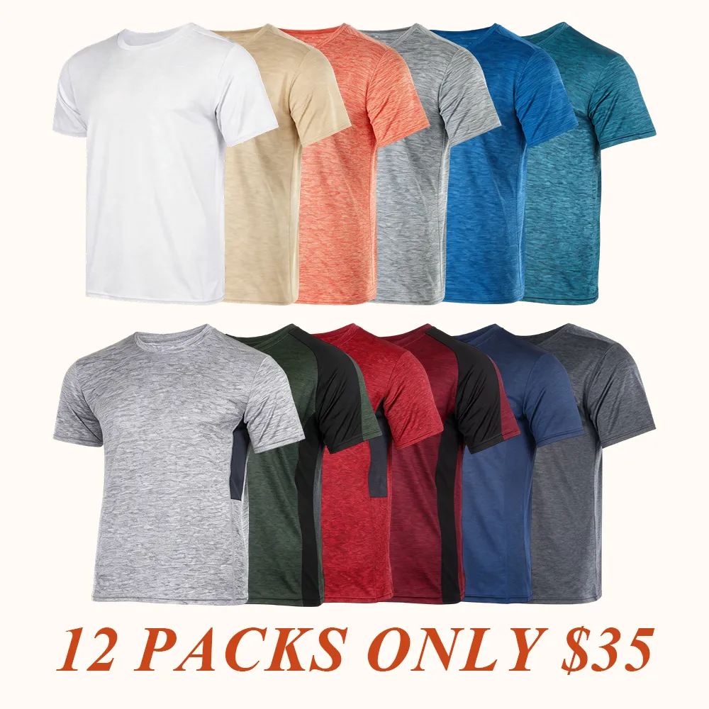 Men’s Short Sleeve Dry Fit Active Crew Neck T Shirt - Athletic Running Gym Workout Tee Tops