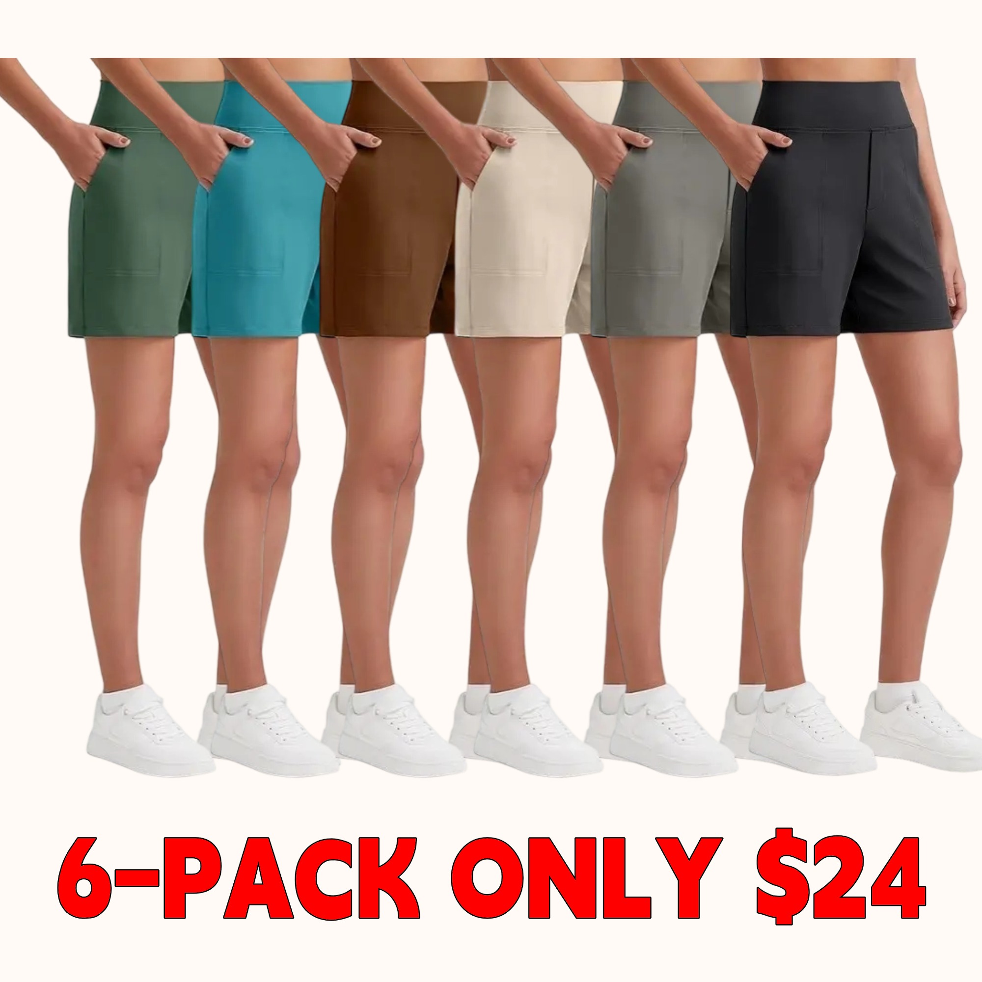 Women's athletic shorts - high-waisted running and yoga shorts (with pockets)
