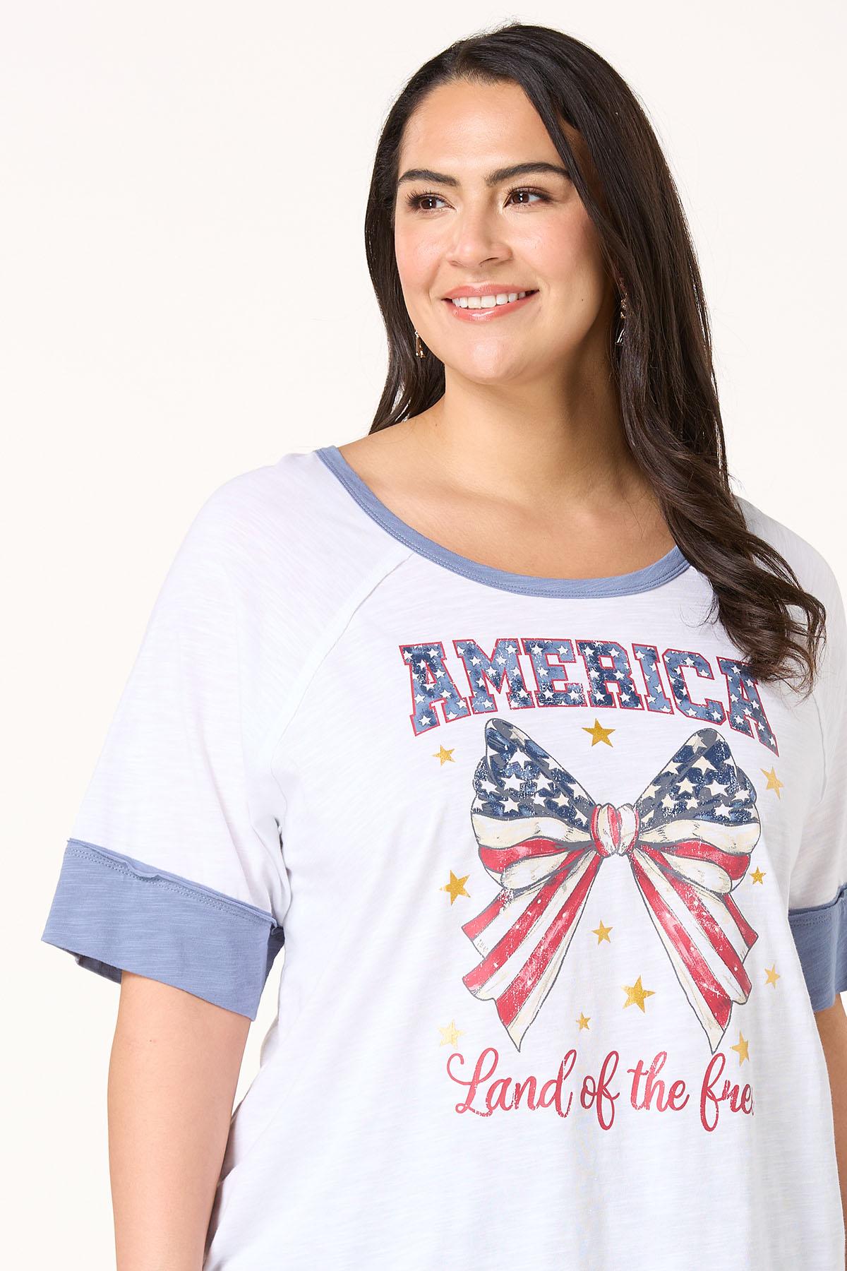 Plus Size Patriotic Bow Graphic Tee