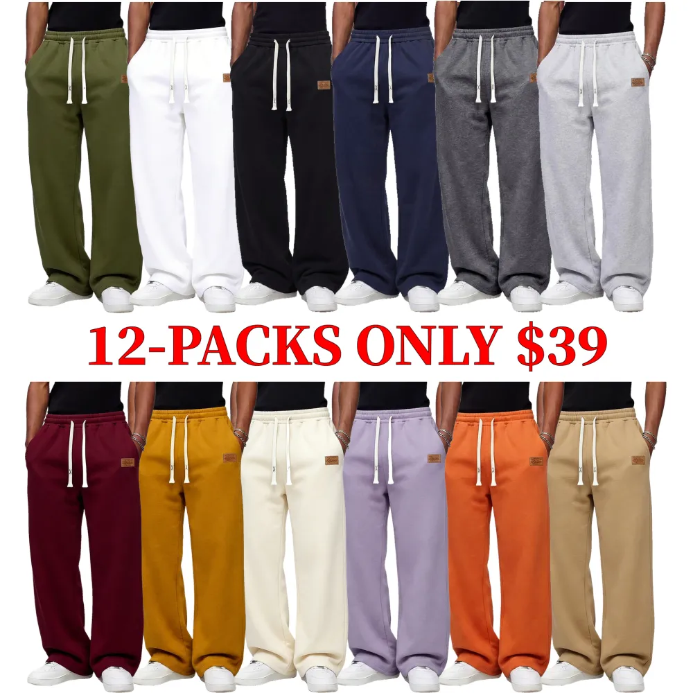 Black, loose-fitting men's sweatpants, extremely comfortable for everyday wear