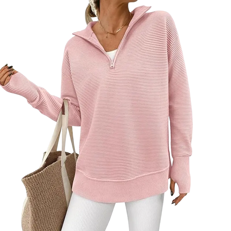 Women's Long Sleeve Quarter Zip Pullover Sweater